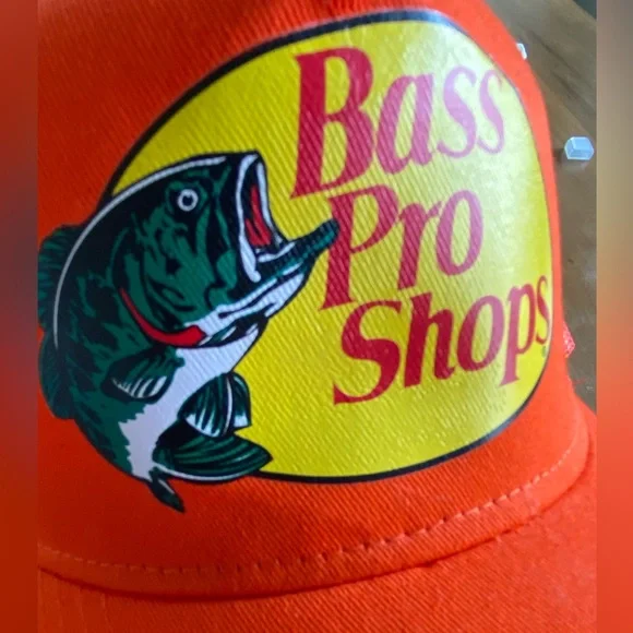 Bass Pro Shops A Frame trucker hat orange SnapBack - Picture 3 of 9